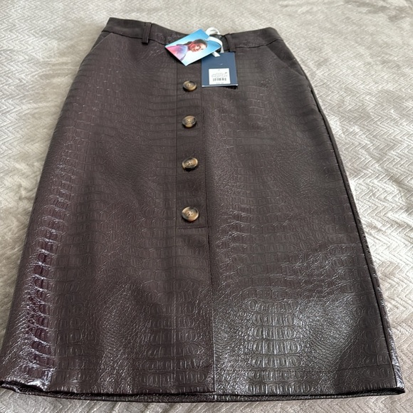 Brown snake print midi skirt - Picture 3 of 4